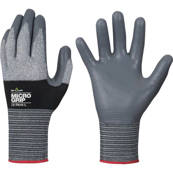 NO374M 559-8287 ニトリルゴム背抜き手袋 NO374 マイクログリップ ニトブラック Mサイズ
