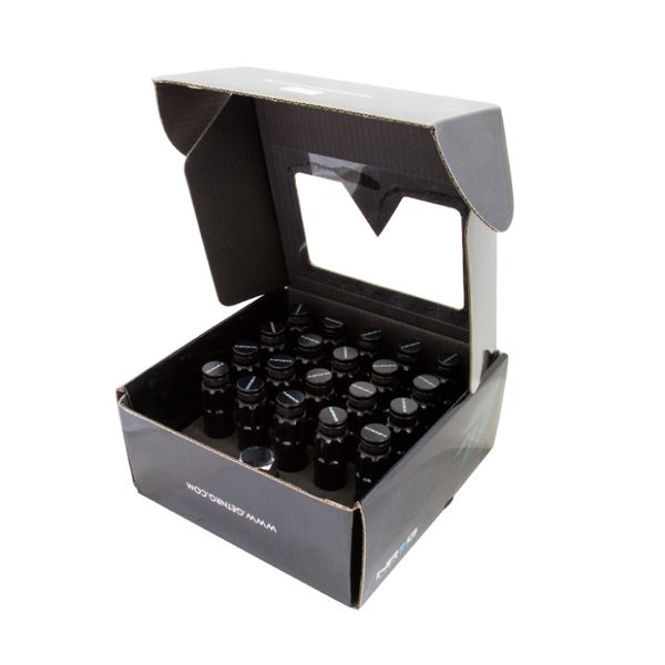 700 Series M12 X 1.5 Steel Lug Nut w/Dust Cap Cover Set 21 Pc w/Locks & Lock Socket - Black