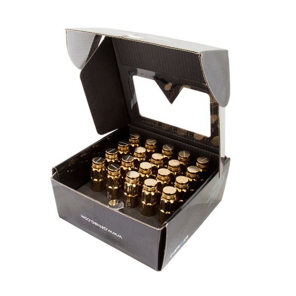 700 Series M12 X 1.25 Steel Lug Nut w/Dust Cap Cover Set 21 Pc w/Locks & Socket - Chrome Gold
