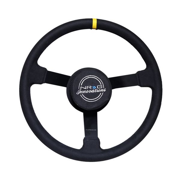Reinforced Steering Wheel (380mm) Nascar/ Alcantara 3 Spoke w/  Logo/ Removable Crushed Pad