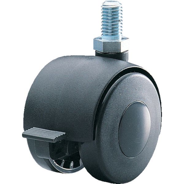 双輪キャスター自在Ｓ付車　６０径ナイロン車輪Ｍ１２　Ｐ１．７５