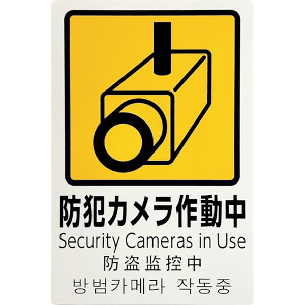 PBH3021 595-1675  多国語防犯サイン 防犯カメラ作動中