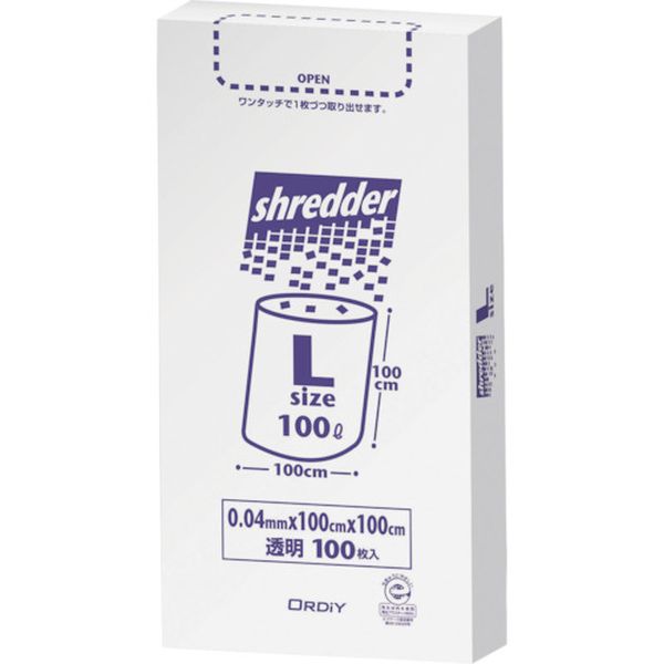 PBSNL  ポリバッグシュレッダー用ゴミ袋BOX L 0.04mm 透明 100P