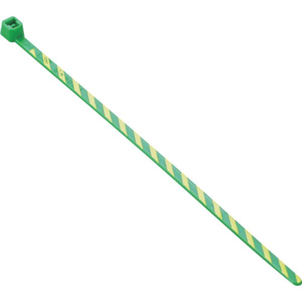 ストライプナイロン結束バンド　緑／黄