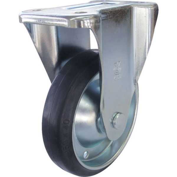 新型プレスキャスター固定車 100径ゴム車輪