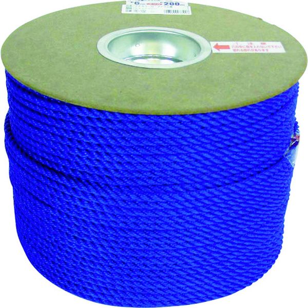 ポリエチレンロープドラム巻 6mm×200m ブルー