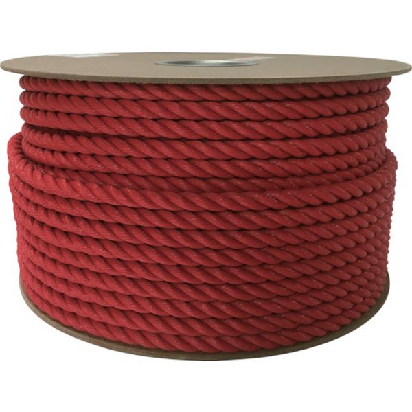 ポリエチレンロープドラム巻 12mm×100m レッド
