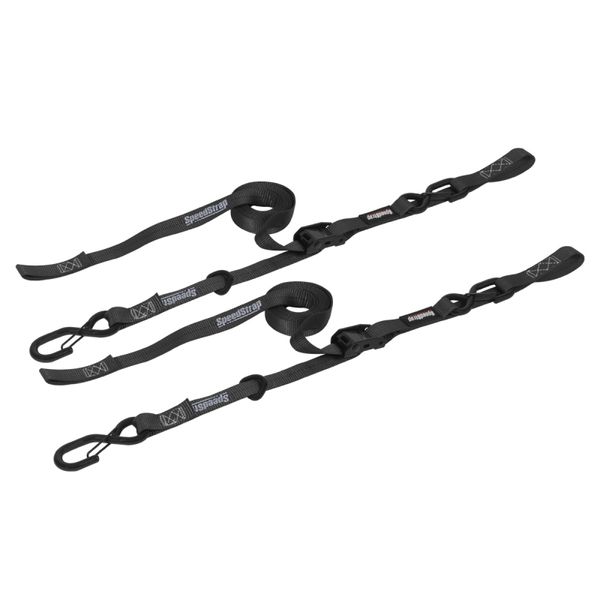 Cam-Lock 1in.x10ft. Tie Down with Snap S Hooks and Soft Tie - Black - Pr.