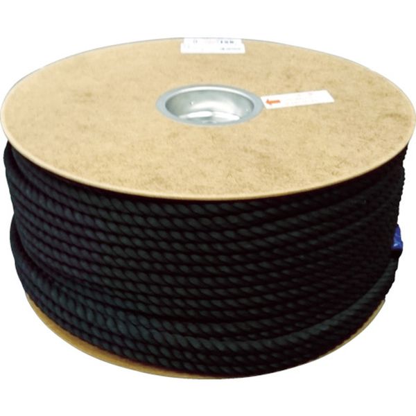 ポリエステルロープ　ドラム巻　９φ×１５０ｍ　黒