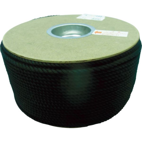 ポリエステルロープ　ドラム巻　５φ×２００ｍ　黒