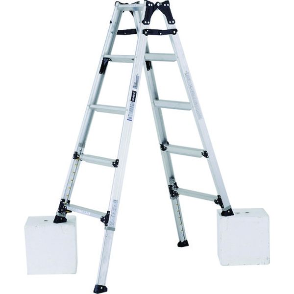 伸縮脚立(ステップ幅広)150cm 最大使用質量100kg