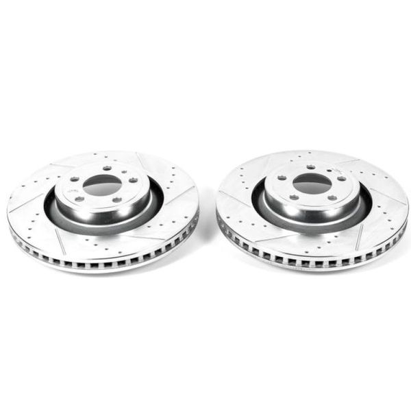 15-19 Ford Mustang Front Evolution Drilled & Slotted Rotors - Pair