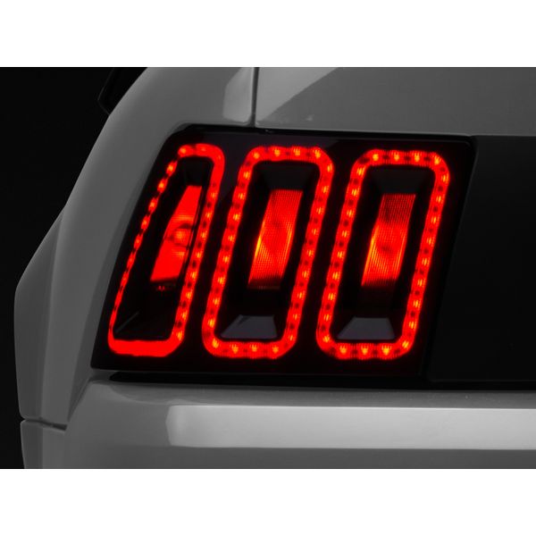 99-04 Ford Mustang Excluding 99-01 Cobra Icon LED Tail Lights- Black Housing (Smoked Lens)