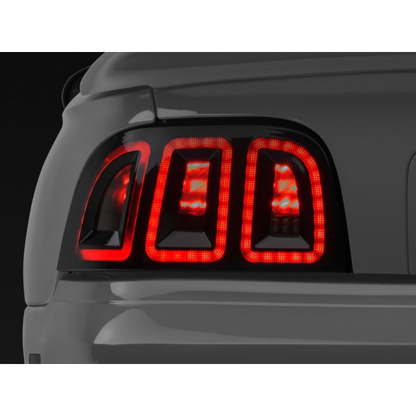 96-98 Ford Mustang Icon LED Tail Lights- Black Housing (Smoked Lens)