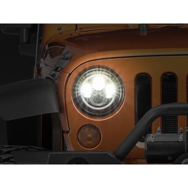 97-18 Jeep Wrangler TJ/JK Axial Halo Headlights w/ DRL Amber Signals- Blk Hsng (Clear Lens)