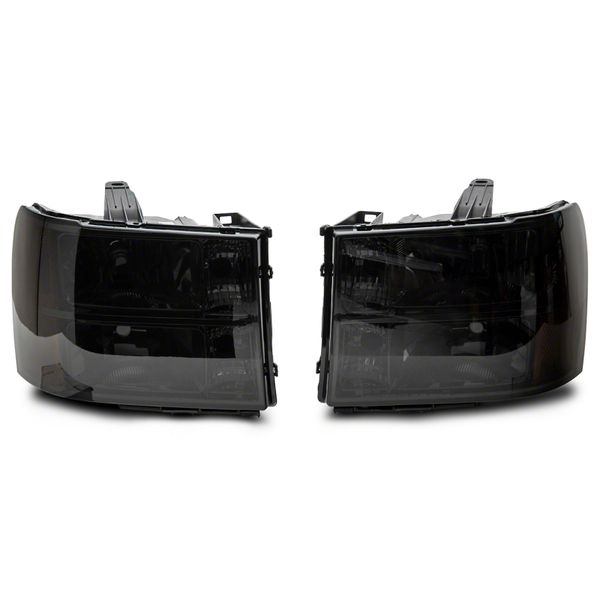 07-14 GMC Sierra 1500/2500 HD/3500 HD Axial OEM Rep Headlights- Chrome Housing- Smoked Lens