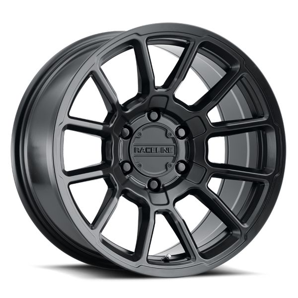 Raceline 950B Gauge 18x9in / 8x180 BP / 18mm Offset / 124.2mm Bore - Satin Black Wheel