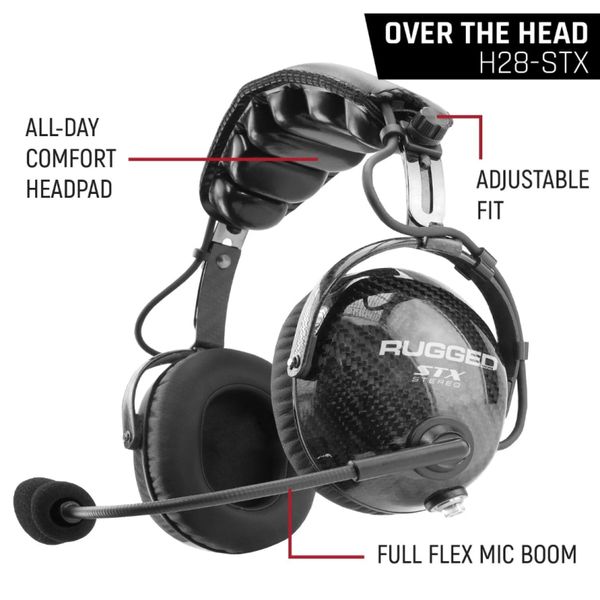 AlphaBass Carbon Fiber Headset for STEREO and OFFROAD Intercoms Over The Head