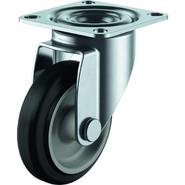 プレート式 自在 キャスター グレーゴム 車輪径100mm Jタイプ RJ2型 取付寸法71×71(68×68)