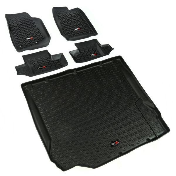 Floor Liner Front/Rear/Cargo Black 2007-2010 Jeep Wrangler JK 2 Dr