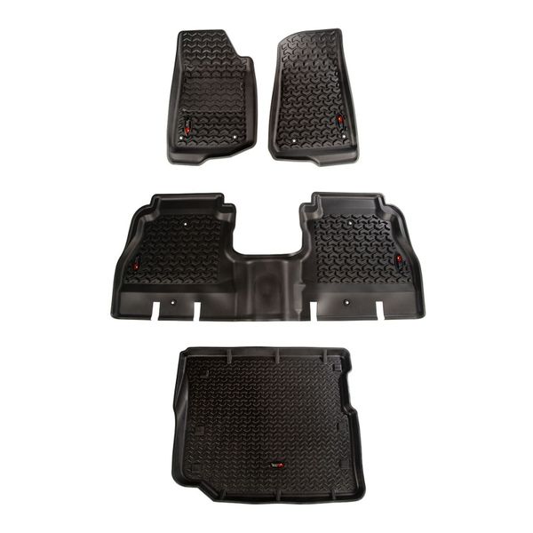 Floor Liner Front/Rear/Cargo Black 18-21 Jeep Wrangler JL 4 Dr (Excl. 4XE Models)
