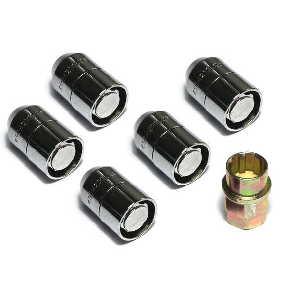 Five Piece Wheel Lock Set 1/2 -20 Thread Chrome