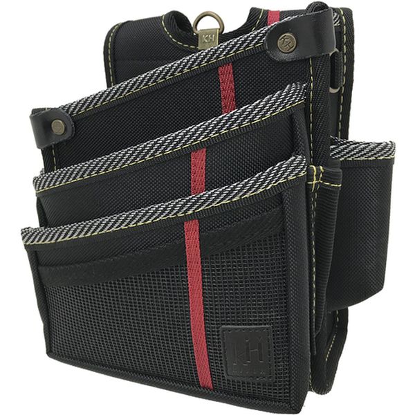 836-7565  進化ウエストバッグ3段 黒/緋 右