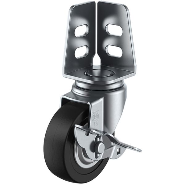 アングル 自在 キャスター ゴム 車輪径65mm ストッパー付き Sタイプ SA-S型 取付寸法20×21，16