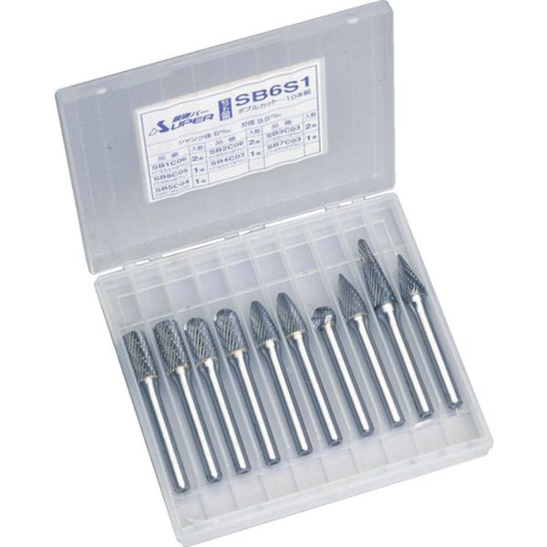 超硬バーシャンク径６ミリ（１０本組セット：７種類入り）