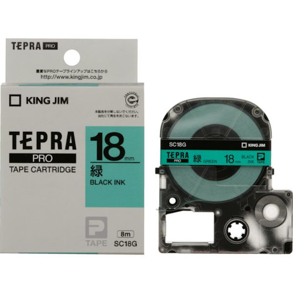 キングジム　テプラＰＲＯテ－プカ－トリッジ　カラータイプ（緑に黒文字）