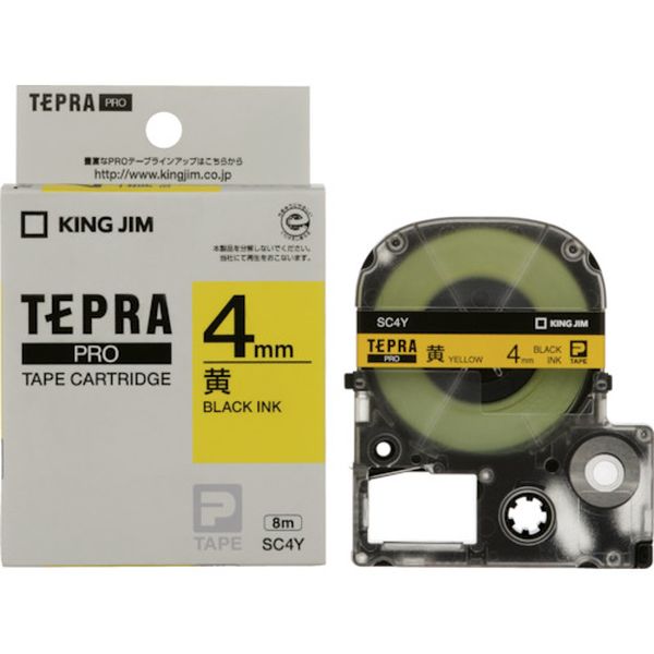 キングジム　テプラＰＲＯテ－プカ－トリッジ　カラータイプ（黄に黒文字）