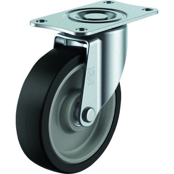 プレート式 自在 キャスター ゴム 車輪径100mm SILENTタイプ SFHG型 取付寸法82×40