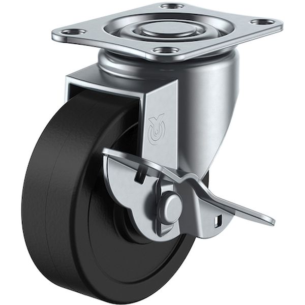 プレート式 自在 キャスター 導電ゴム 車輪径75mm ストッパー付き Sタイプ SG-S型 取付寸法55×42