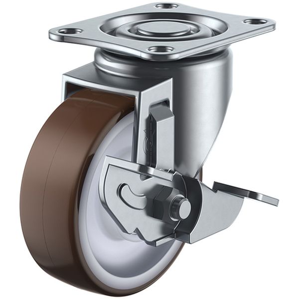プレート式 自在 キャスター ウレタン 車輪径75mm ストッパー付き Sタイプ SG-DS型 取付寸法55×42