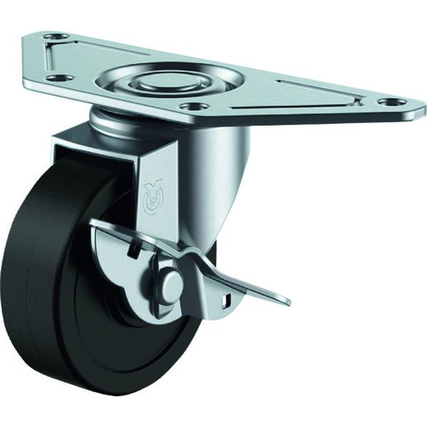 プレート式 自在 キャスター ゴム 車輪径50mm ストッパー付き Sタイプ SGC-S型 取付寸法139×55×42