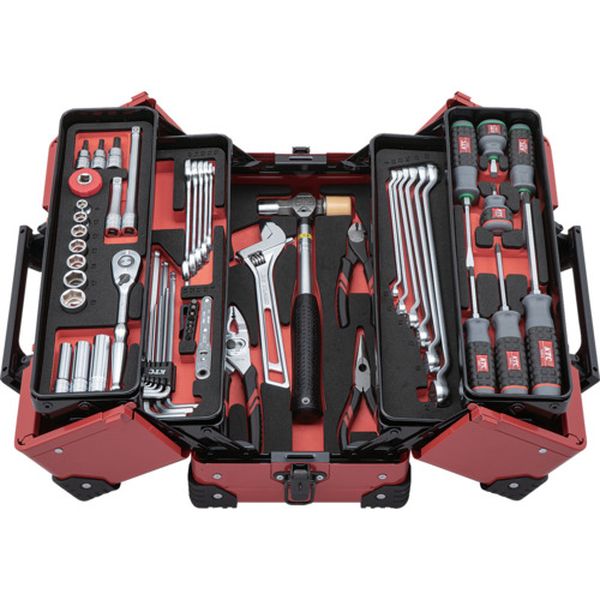 682-9003  工具セット(両開きメタルケースタイプ)［56点］