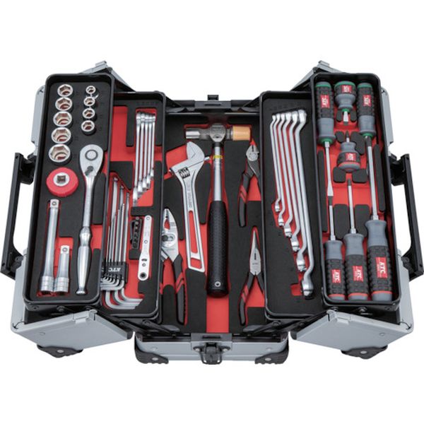 553-2953  工具セット(両開きメタルケースタイプ)［52点］
