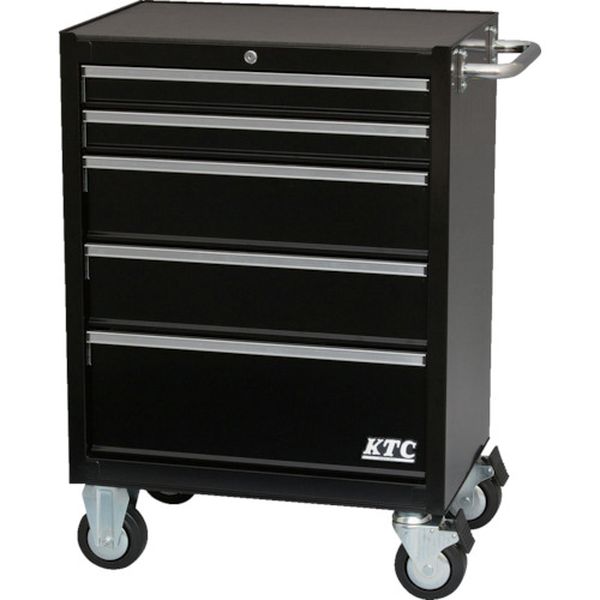 857-7763  ローラーキャビネット(5段5引出し)(ブラック)