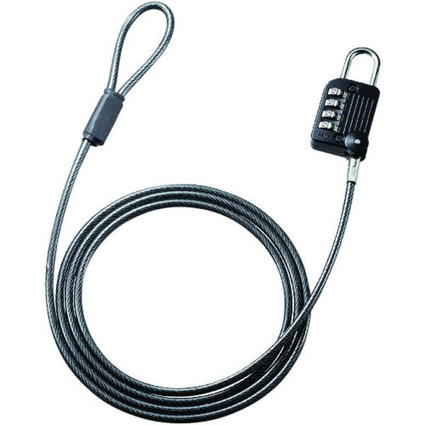 SLE32S 203-1599  ワイヤー一体型ダイヤル錠(ブラック)