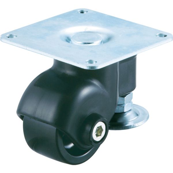 アジャスター付キャスター　自在車　７５径　黒ナイロン車輪