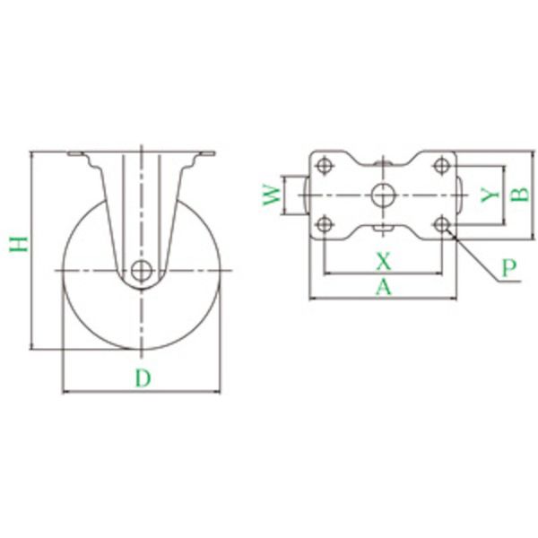 SR100NRB プレート式 固定 キャスター ゴム 車輪径100mm SILENTタイプ SR型 取付寸法82×40