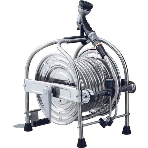 SSA15J 660-6969  大口径型オールステンレス蛇腹ホースリール 15m