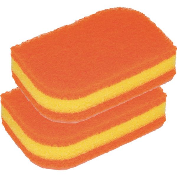 SS72KE2PW スコッチ・ブライトTM 抗菌ウレタンスポンジたわし(リーフ型/3層)2個パック(オレンジ)