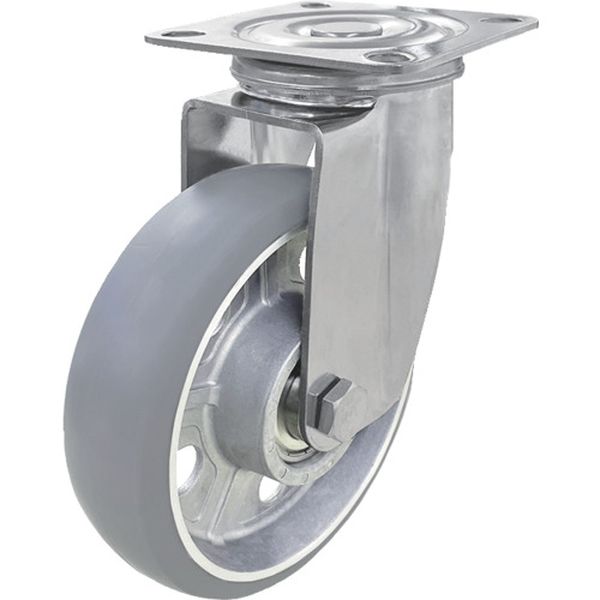 プレート式 自在 ステンレスキャスター アルティメットウレタン 車輪径150mm Jタイプ SUS-J2型