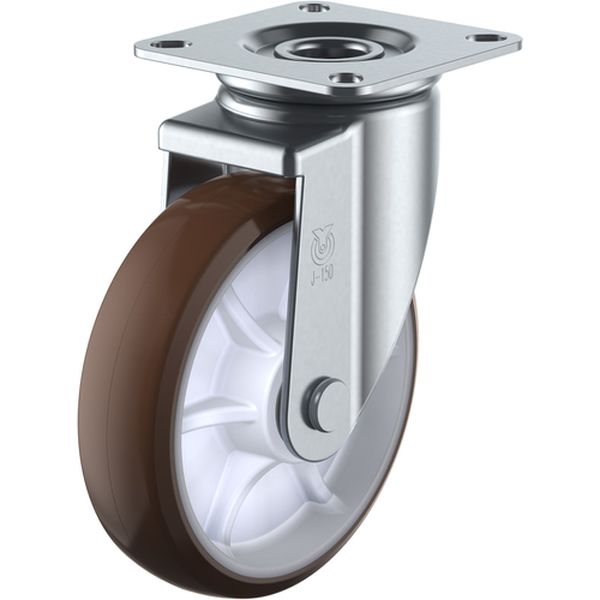 プレート式 自在 ステンレスキャスター ウレタン 車輪径150mm SUS-J2型 取付寸法80×80(75×75)