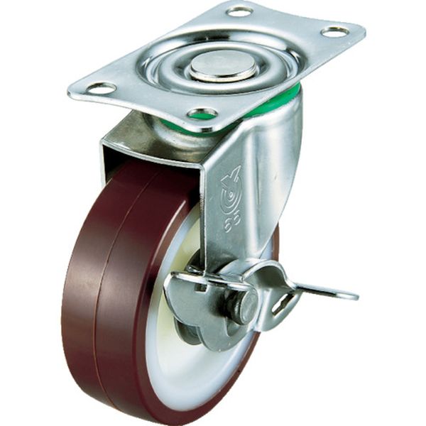 キャスター　ステンレス製Ｓ付自在車　径１００ウレタン車輪