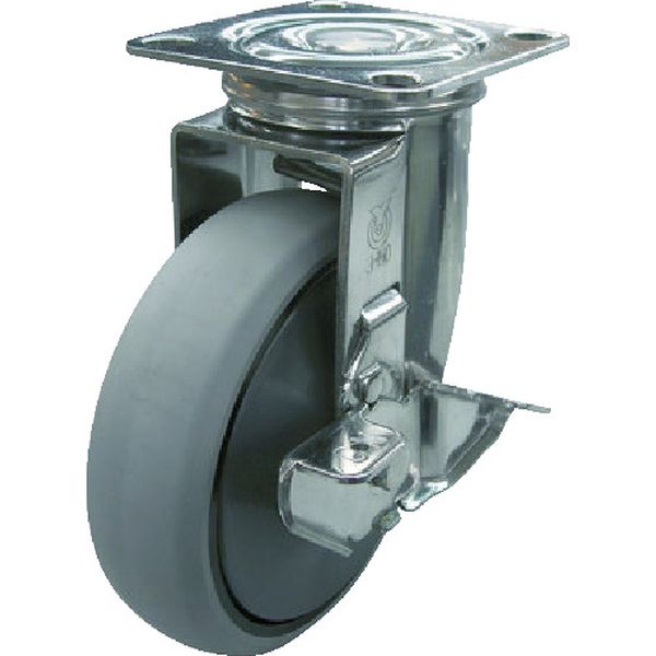 ステンレスキャスターシングルＳ付自在車　１００径ナイロンホイルウレタン