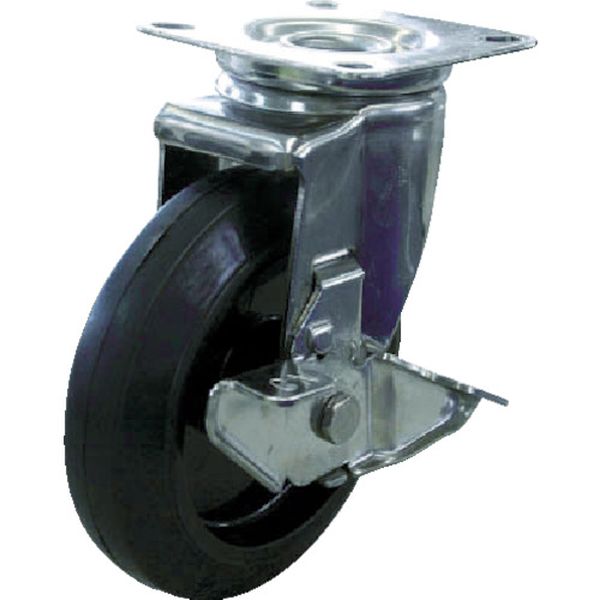 ステンレスキャスターシングルＳ付自在車　１００径ナイロンホイルゴム車輪