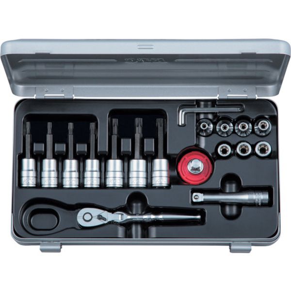 9.5sq.T型いじり止めトルクスビットソケットE型トルクスレンチセット