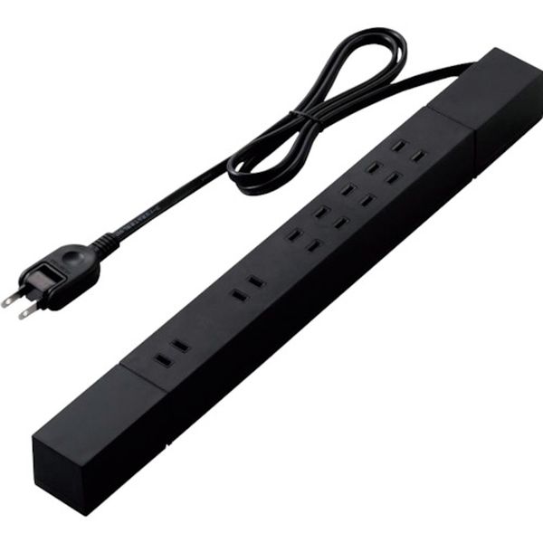 TKF022710BK ダブル回転タップ マグネット付 雷サージ付 ホコリシャッター付 7個口 1.0m ブラック